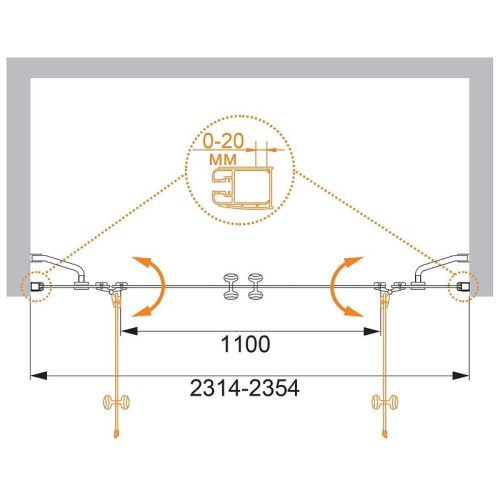 Душевая дверь Cezares ELENA ELENA-W-B-22-240-C-Cr 240х195 стекло прозрачное профиль хром - фото 4
