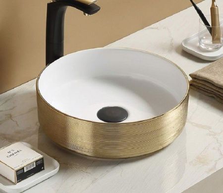 Раковина из сантехнического фаянса CeramaLux C1055-1 40х40 накладная цвет белый без отверстий под смеситель