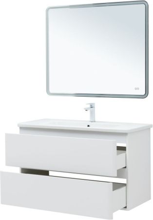 Тумба под раковину Aquanet Эмбер 00330469 100х40 подвесная цвет белый