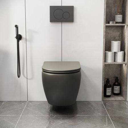 Унитаз подвесной Grossman Color GR-4411GSMS зеленый с сиденьем безободковый каскадный смыв