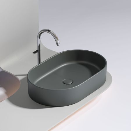 Раковина из сантехнического фарфора Ceramica Nova ELEMENT CN6048MDH 60х40 накладная цвет черный без отверстий под смеситель