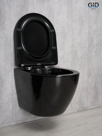 Унитаз подвесной Gid Convexo 62204Y черный глянцевый с сиденьем микролифт безободковый смыв торнадо