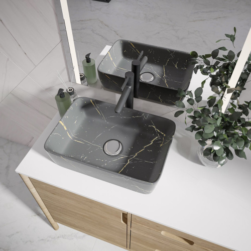 Раковина из сантехнического фарфора Teymi Helmi T50282 48х37 накладная цвет серый без отверстий под смеситель - фото 5