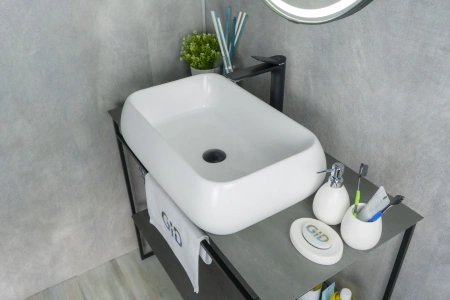 Раковина керамическая Gid Geométrico 51134 60х40 накладная цвет белый без отверстий под смеситель