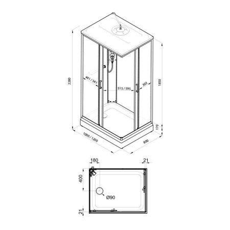 Душевая кабина Тритон Квадро Щ0000064616 120х80 прямоугольная с крышей ориентация универсальная