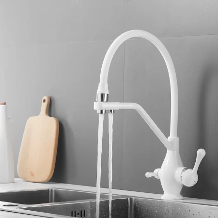 Смеситель для кухни Rose R858C на мойку белый