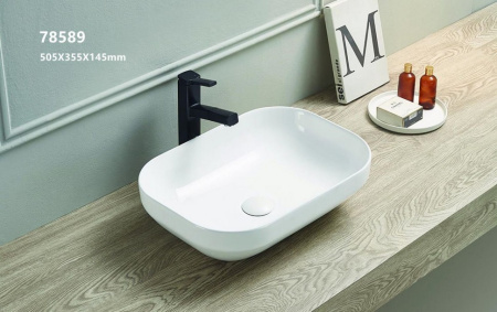 Раковина из санфаянса CeramaLux 78589 50х36 накладная цвет белый