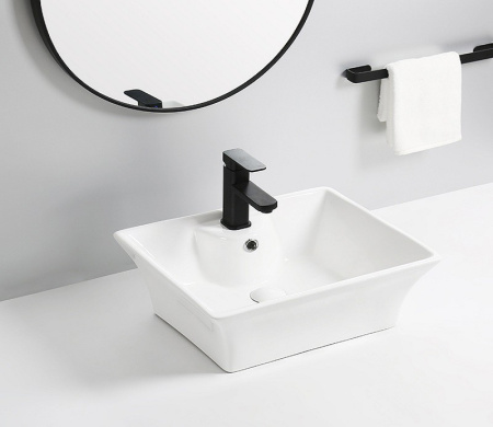 Раковина из санфаянса CeramaLux 9108 50х42 накладная цвет белый 1 отверстие под смеситель