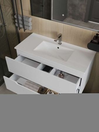 Тумба с раковиной Orange Line Li-100Tuw+Ra 100х50 подвесная цвет белый