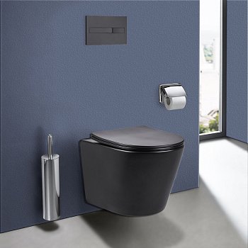Унитаз подвесной Vincea Piatti VT1-11SMB черный матовый с сиденьем микролифт безободковый душевой смыв