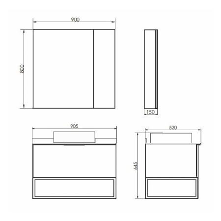 Тумба с раковиной Comforty Порто 00-00009322CF 90х50 подвесная цвет серый