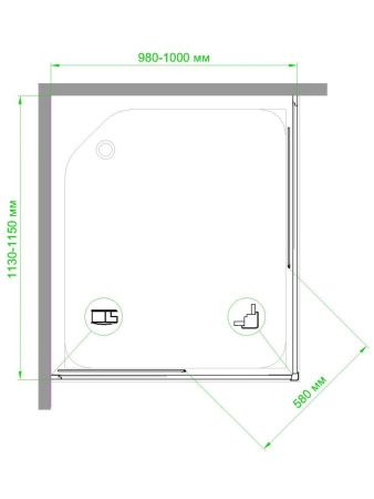 Душевой уголок Royal Bath HPD RB10115HPD-C-BL 115х100 стекло матовое профиль черный без поддона