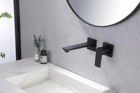 Смеситель ABBER Weiss Insel AF8082W встраиваемый в стену черный матовый