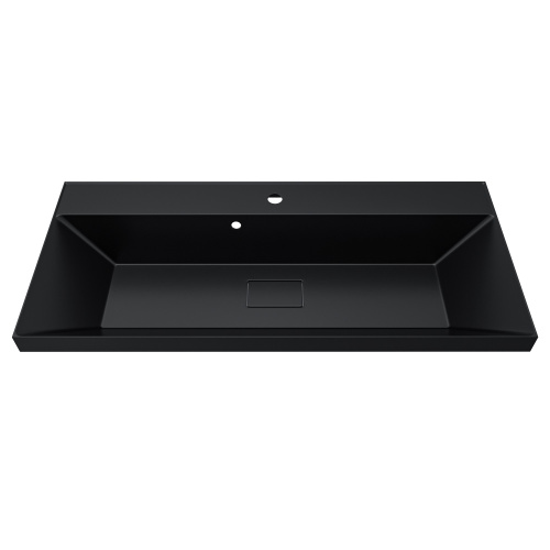 Раковина из литьевого мрамора Uperwood Classic New RClassicNew100bg 100х45 полувстраиваемая цвет черный глянцевый - фото 5