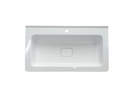 Раковина из искусственного камня Эстет Каре Люкс ФР-00015152 90х50 накладная цвет белый 1 отверстие под смеситель