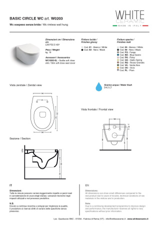 Чаша унитаза подвесная White Ceramic Basic W0203FM цвет серый матовый без сиденья безободковая