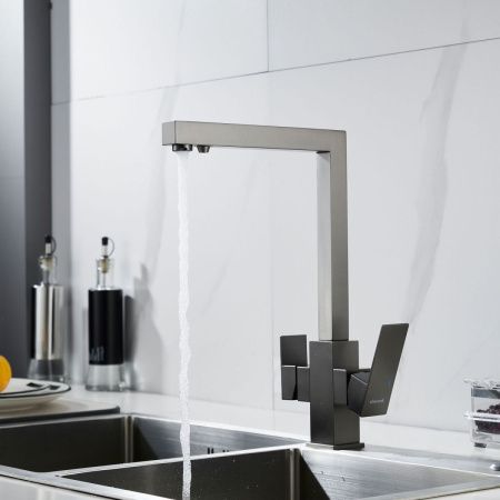 Смеситель для кухни Shevanik S148T на мойку оружейная сталь