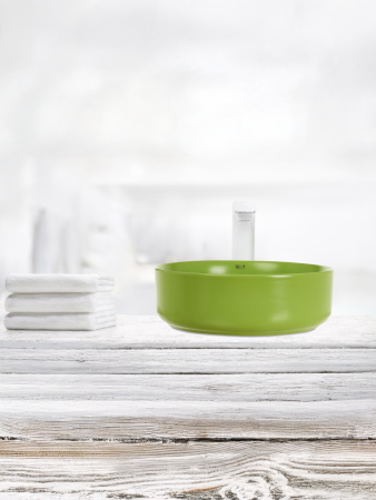 Раковина из сантехнического фаянса WeltWasser WW SK 10000004517 40 см накладная цвет зеленый без отверстий под смеситель