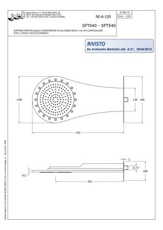 Верхний душ Graffio Giotto GI001/CR хром