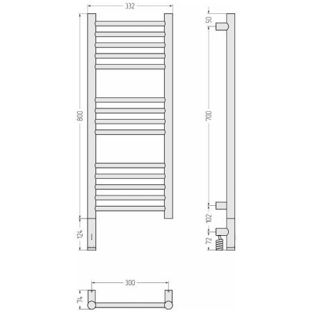 Полотенцесушитель Сунержа Богема 3.1 00-6004-8030 30х80 электрический сталь