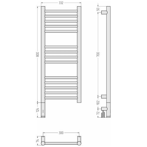 Полотенцесушитель Сунержа Богема 3.1 00-6004-8030 30х80 электрический сталь - фото 2