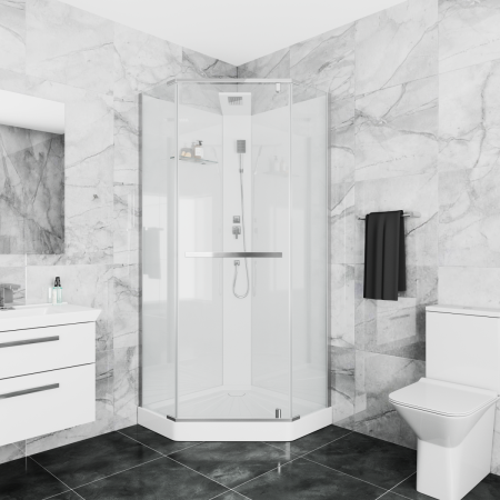 Душевая кабина Cerutti SPA CHIKA901T 90х90 пятиугольная без крыши ориентация универсальная