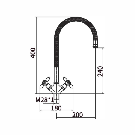 Смеситель для кухни Fashun A43127-10 на мойку хром/красный