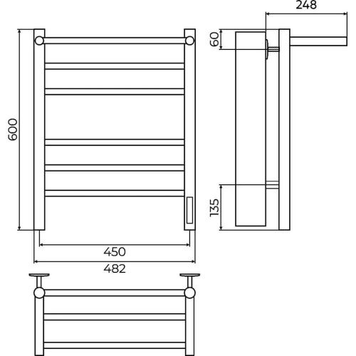 Полотенцесушитель Terminus 4670078556783 48х60 электрический белый - фото 3