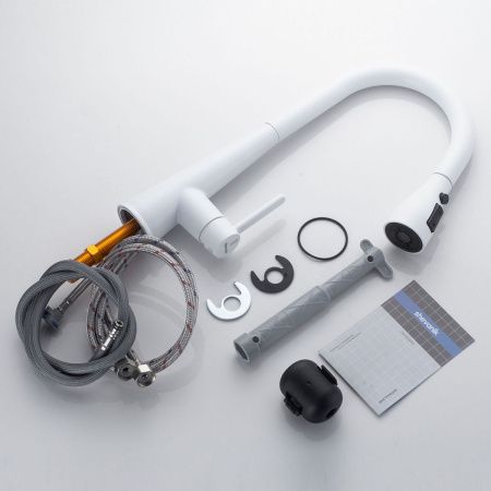 Смеситель для кухни Shevanik S363C на мойку белый