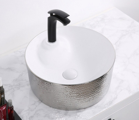 Раковина из санфаянса CeramaLux D1306H021 43х43 накладная цвет белый 1 отверстие под смеситель