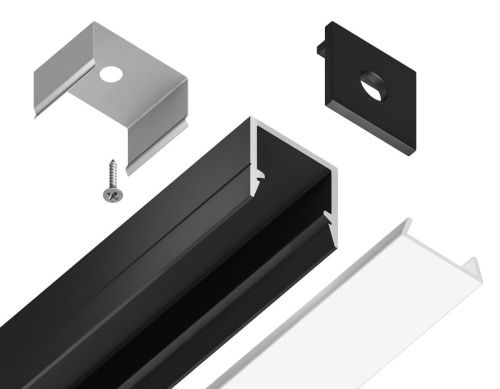 Алюминиевый профиль накладной 10х10 для светодиодной ленты до 8мм Ambrella Light Alum Profile (Алум Профиле) GP1650BK - фото 3