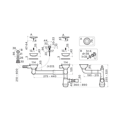 Слив-перелив для кухонной мойки Omoikiri D-01-AB022 4996529 - фото 2