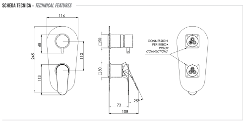 Смеситель для душа Remer Class Line L92KB встраиваемый в стену хром - фото 2