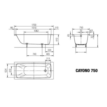 Ванна стальная Kaldewei Cayono 275000010001 170х75 встраиваемая прямоугольная без ножек