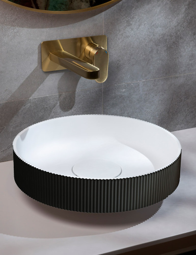 Раковина из искусственного камня Boheme Corian 801-A 40х40 накладная цвет серый - фото 2