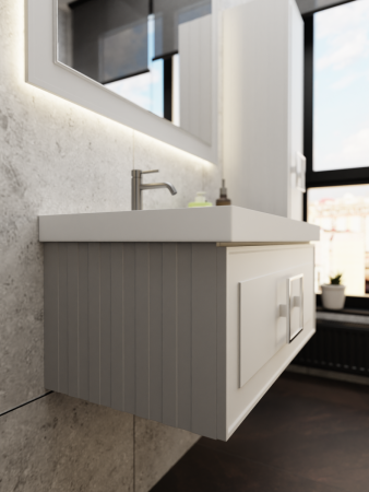 Тумба с раковиной La Fenice CUBO NFNC-01-CUB-C-90-1-90L 90х50 подвесная цвет бежевый