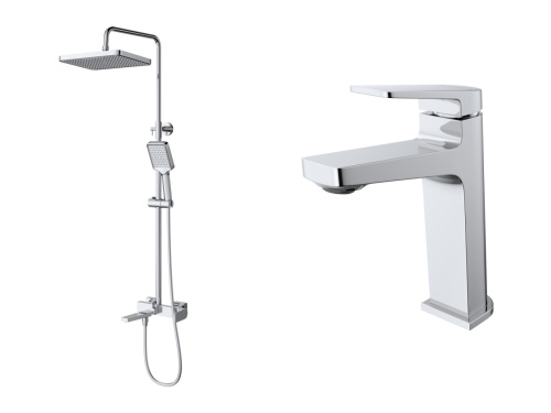 Комплект: стойка со смесителем BelBagno ARDENTE ARDENTE-VSCM/LVM-CRM настенный хром - фото 2