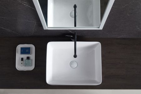 Раковина из сантехнического фарфора Sintesi SIN-LVB-APP-401 50х40 накладная цвет белый без отверстий под смеситель