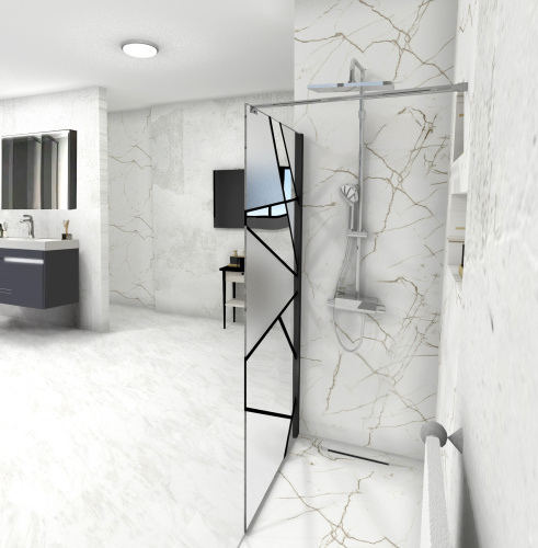 Душевой уголок Cerutti SPA PICK T90B 90х120 стекло прозрачное/матовое профиль черный - фото 3
