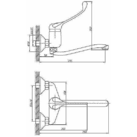 Смеситель для кухни Haiba HB54 HB4654 настенный хром
