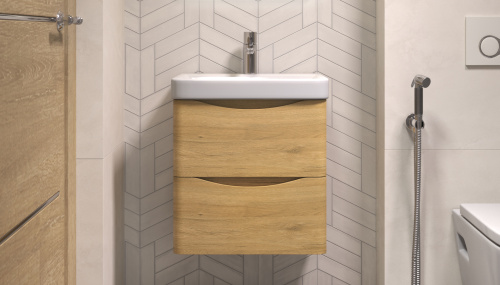 Тумба под раковину Velvex CLAY 370 49х34х49 подвесная цвет рустик соломенный - фото 2