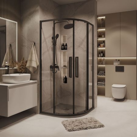 Душевой уголок Grossman Cosmo 301.K33.02.8080.21.00 80х80 стекло прозрачное профиль черный без поддона