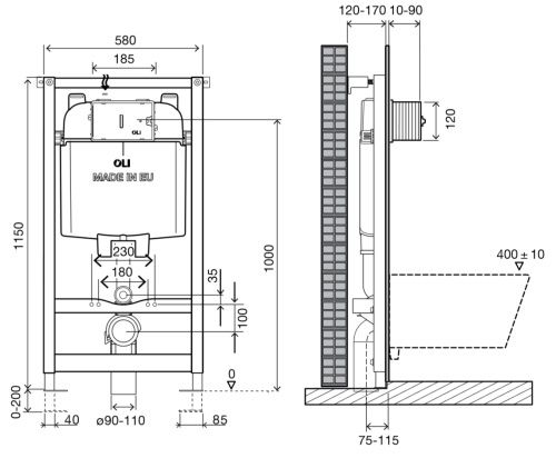 Инсталляция для подвесного унитаза Oli OLI Pure 880785/152978 - фото 2