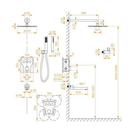 Душевая система RGW Shower Panels 511408370-01 встраиваемая в стену цвет хром