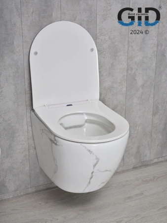 Унитаз подвесной Gid Convexo 62228Y черный с декором с сиденьем микролифт безободковый смыв торнадо