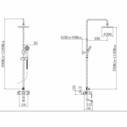 Душевая стойка Fashun A2418 настенная цвет хром - фото 3