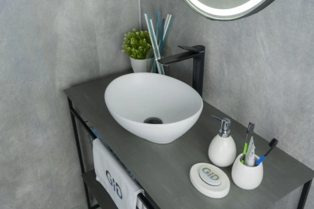 Раковина керамическая Gid Lago 51164 40х30 накладная цвет белый без отверстий под смеситель