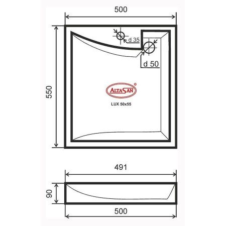 Раковина из искусственного камня Altasan LUX UPP50LUXs 60х50 над стиральной машиной цвет белый 1 отверстие под смеситель