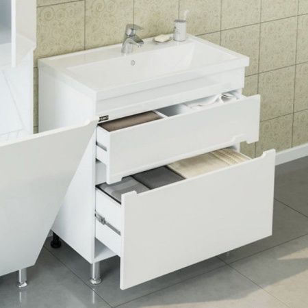 Тумба под раковину СанТа Лондон 224007л 80х40 напольная цвет белый