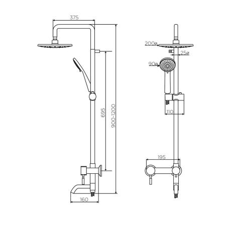 Душевая стойка Dorff Logic D0703000SS настенная цвет нержавеющая сталь
